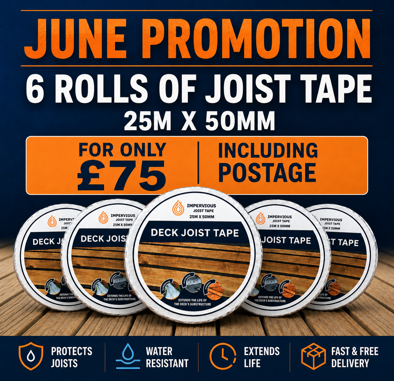 June PROMO Box of 6 - Joist Tape 50mm x 25m